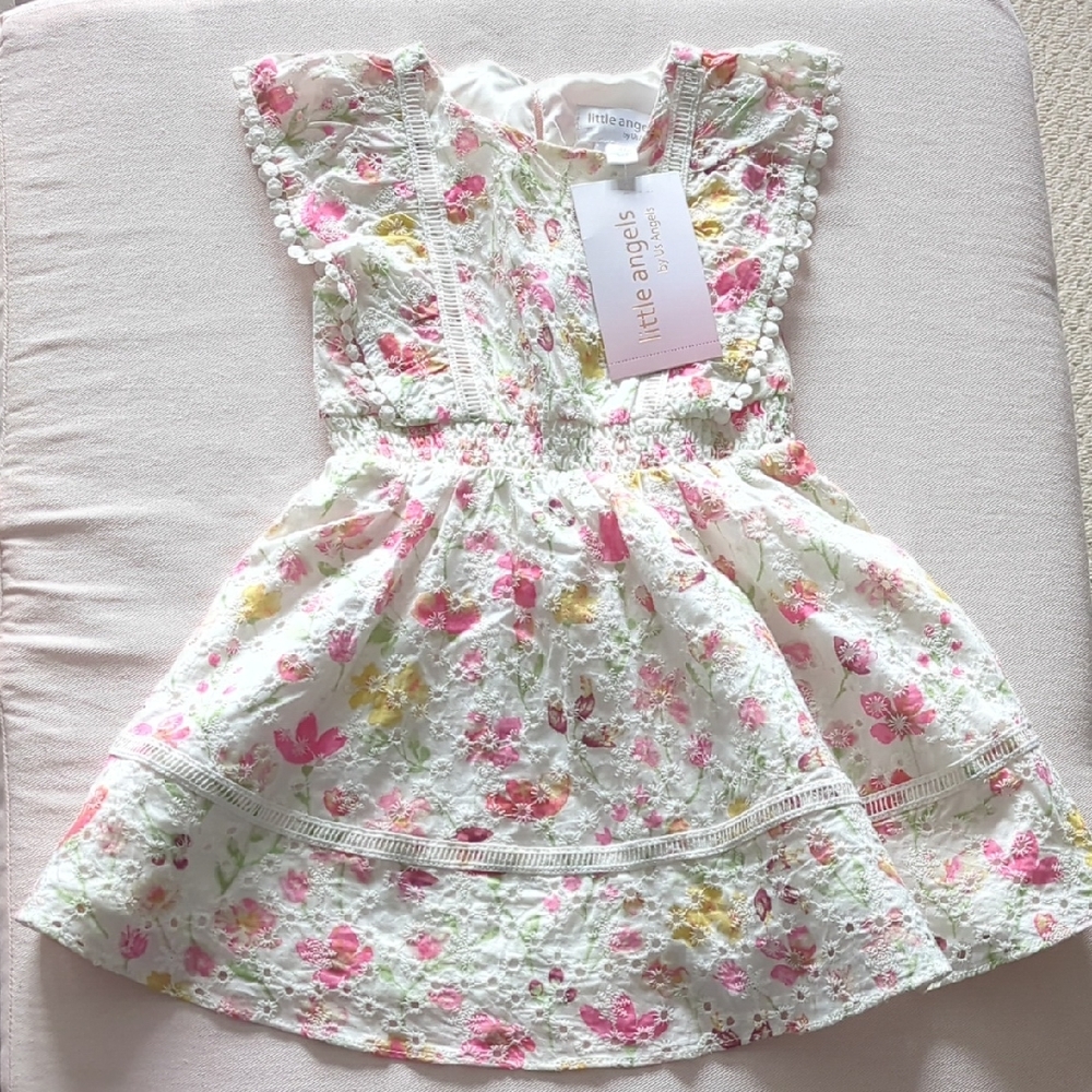 Us Angels Floral Dress - Pink and White